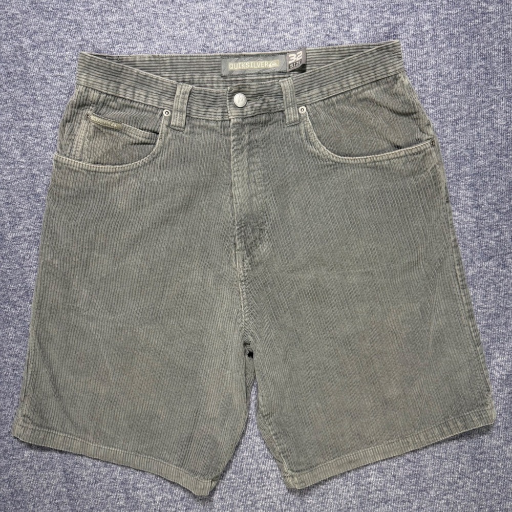 Y2K Quiksilver Vintage Corduroy Shorts Mens 32 Gray Cotton Skate Surf 90s NICE